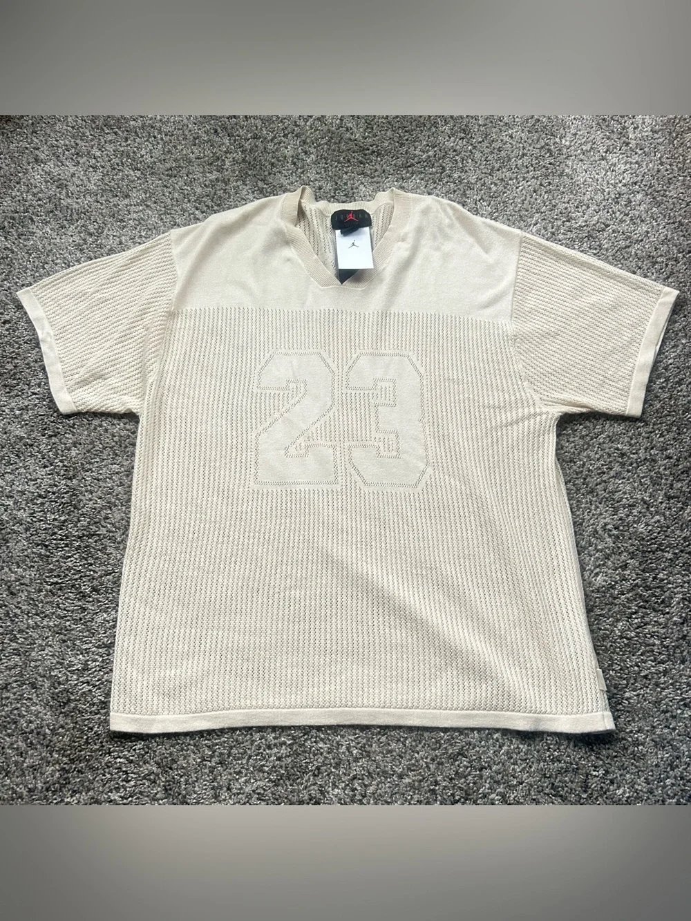 Nike Air Jordan Knit Jersey Brown Sail Linen Mens XL Jacquard V-Neck HQ0766-203